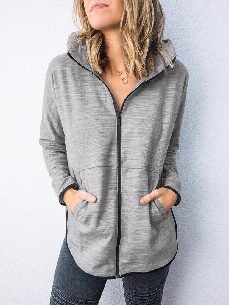 Women's Cotton-Blend Hoodie Long Sleeve Sport Coat