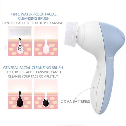 7 In 1 Facial Brush Waterproof Facial Cleansing Brush Set