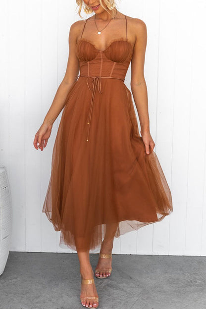 Women's Princess Chiffon Suspenders Party Maxi Dress