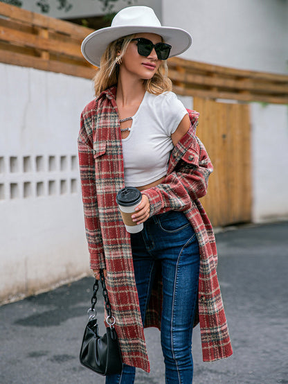 Long Plaid Shirt Blouses For Women