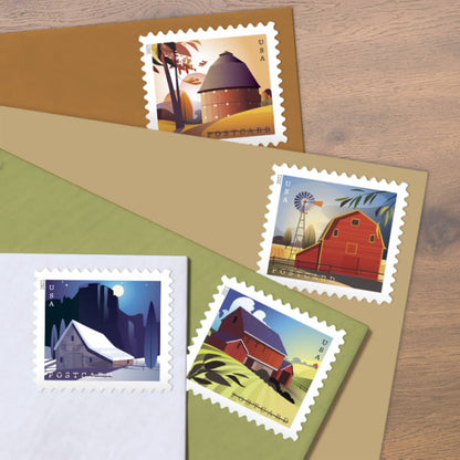 (2021) USPS Barns Postcard Forever Postage Stamps