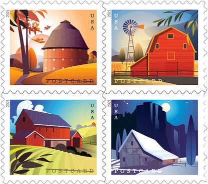 (2021) USPS Barns Postcard Forever Postage Stamps