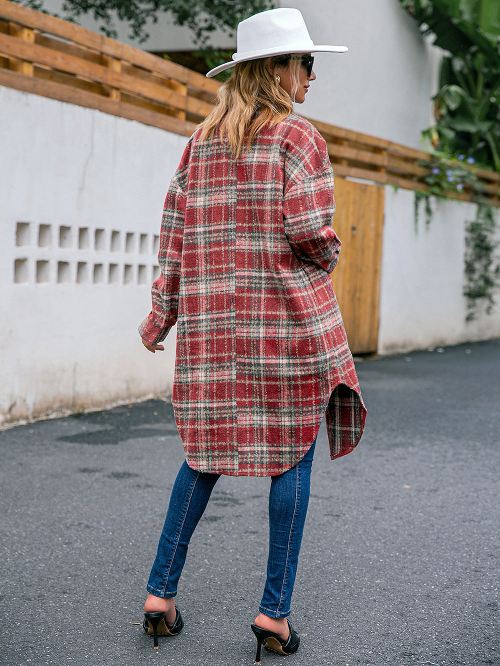 Long Plaid Shirt Blouses For Women