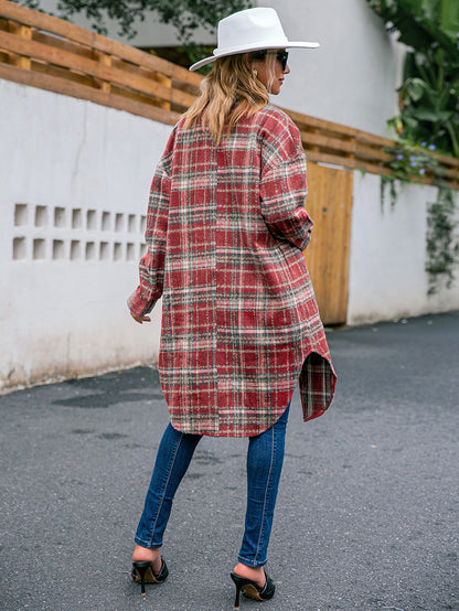 Long Plaid Shirt Blouses For Women