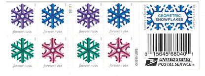 (2015) USPS Geometric Snowflakes Forever Postage Stamps