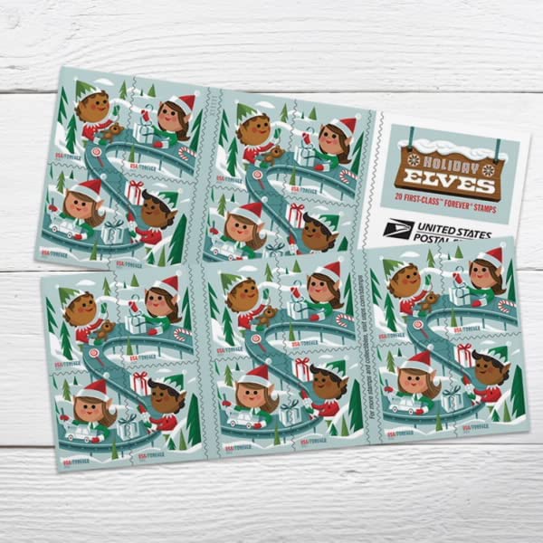 2022 USPS Holiday Elves Forever Postage Stamps