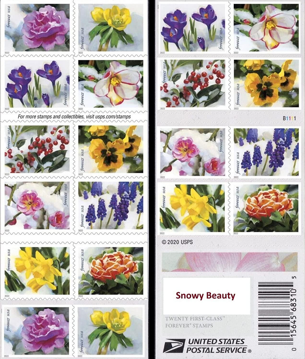 2022 USPS Snowy Garden Beauty Forever Postage Stamps