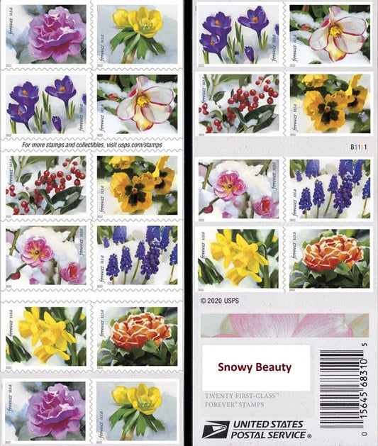2022 USPS Snowy Garden Beauty Forever Postage Stamps