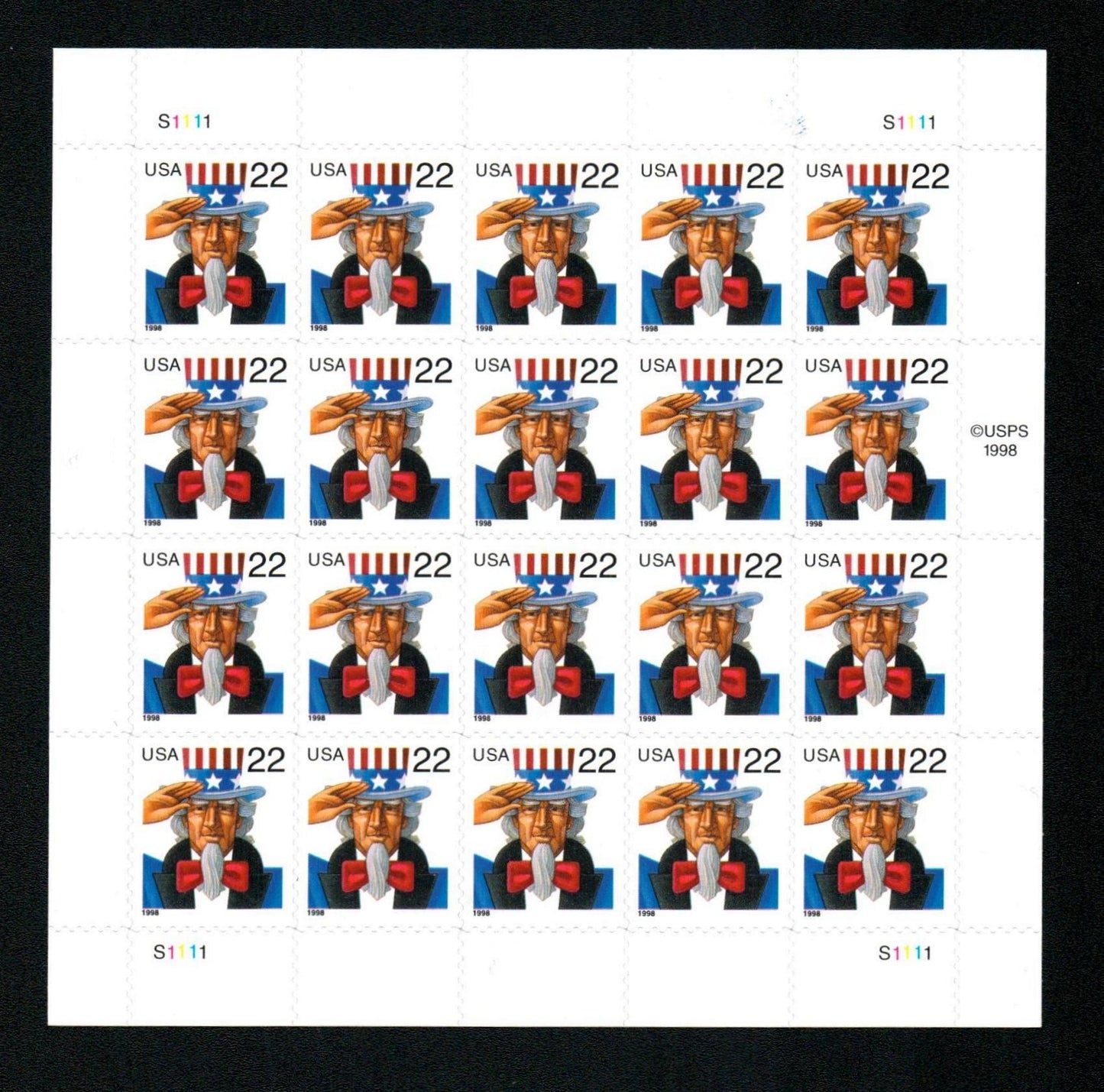 1998 US Uncle Sam Postage Stamps