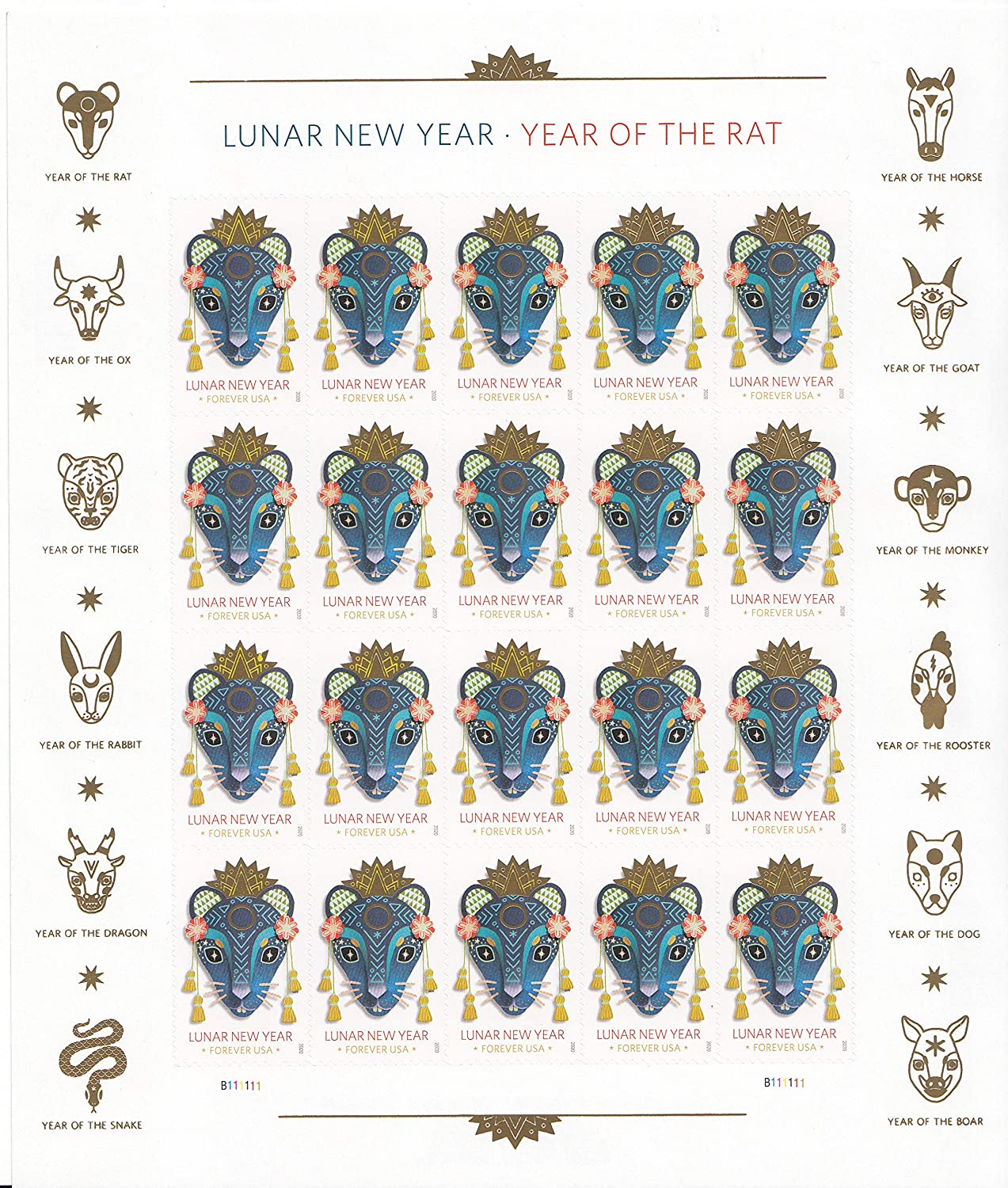 Lunar New Year: Year of The Rat First Class US Postage Stamps
