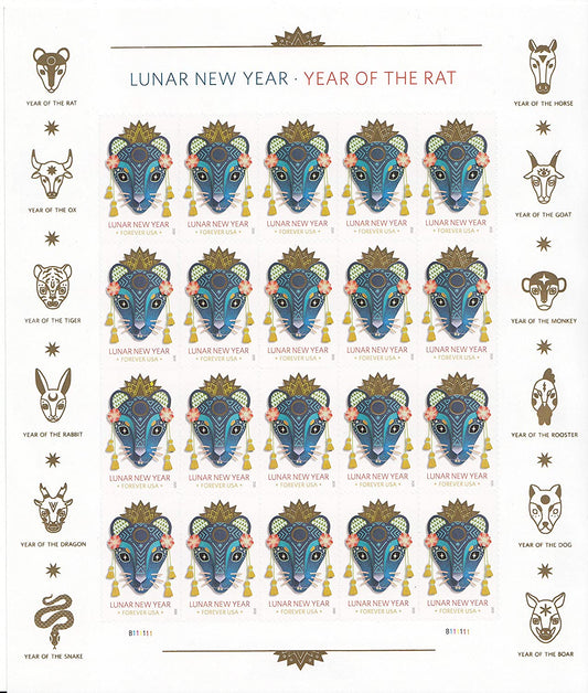 Lunar New Year: Year of The Rat First Class US Postage Stamps