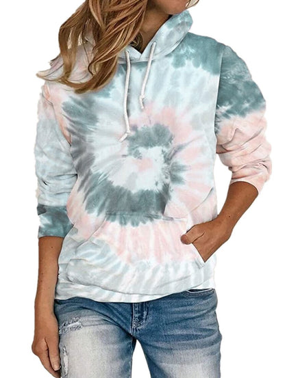 Loose Tie Dye Lace Up Hoodie Women's Sweatshirt