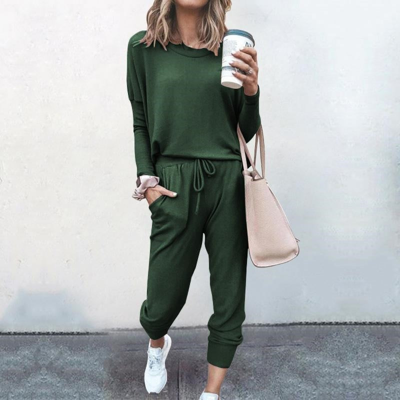 Women's 2 Piece Outfit Active Long Sleeve Sweatshirt Jogger Pants Tracksuit Set