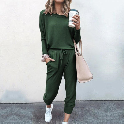 Women's 2 Piece Outfit Active Long Sleeve Sweatshirt Jogger Pants Tracksuit Set