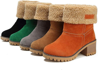 Women's Cosy Winter Boots Premium Suede Snow Chunky Ankle Boots