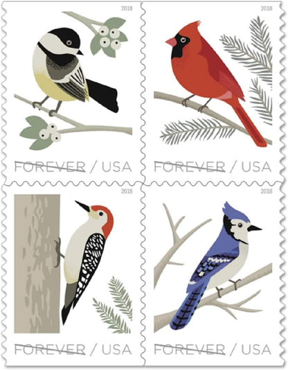 2018 USPS Forever Stamp Sheets Featuring Birds ( Birds in Winter)