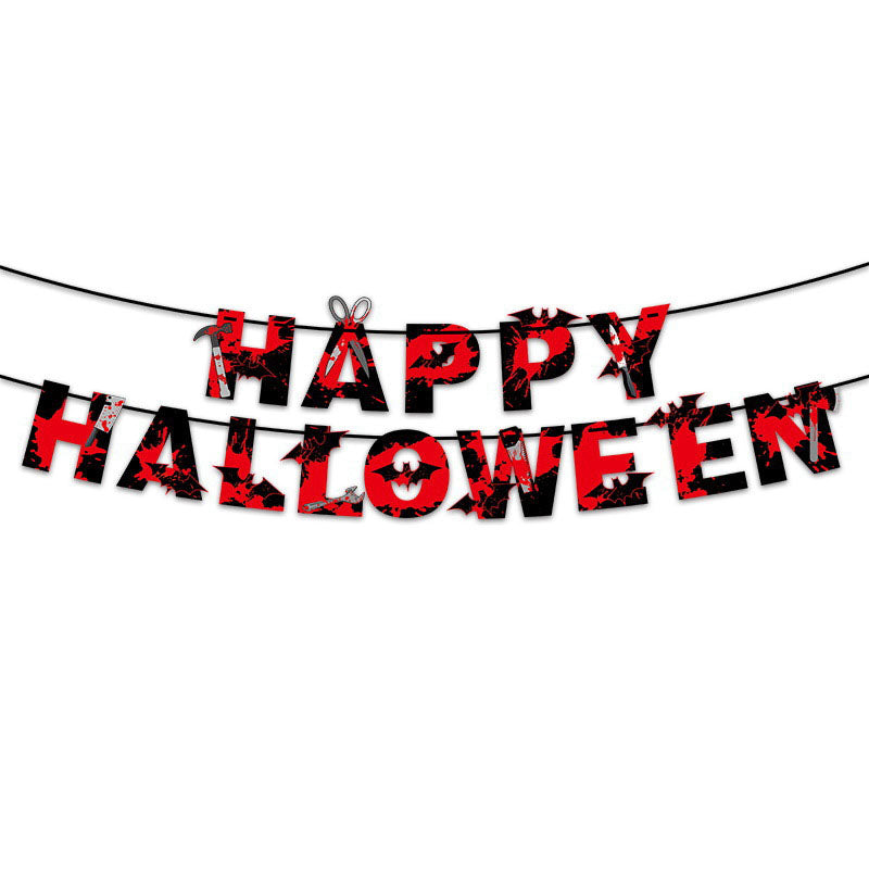 Halloween Spoof Horror Props Party Decoration Pull Flag