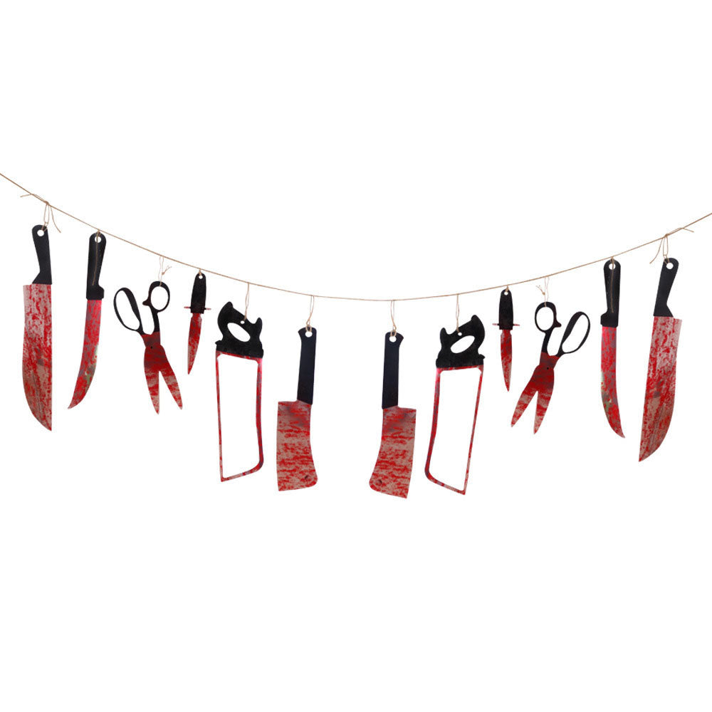 Halloween Spoof Horror Props Party Decoration Pull Flag