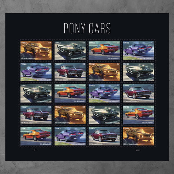 2022 USPS Pony Cars Stamps