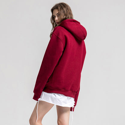 Unisex Solid Color Thick Hooded Sweater