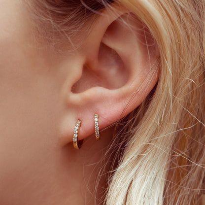 18k Gold Plated Earring Cubic Mini Hoops