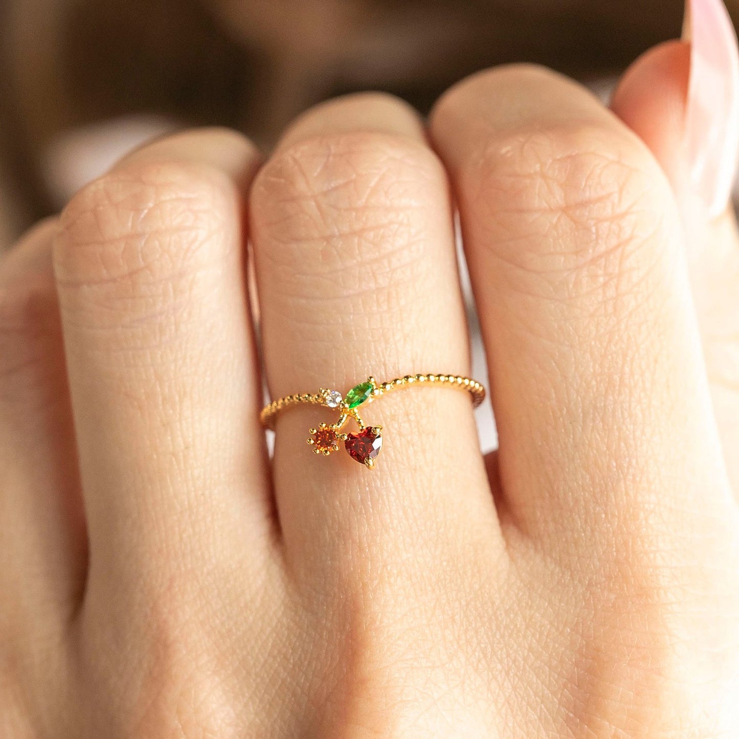 18k Gold Plated Exquisite Cherry Ring