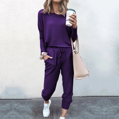 Women's 2 Piece Outfit Active Long Sleeve Sweatshirt Jogger Pants Tracksuit Set