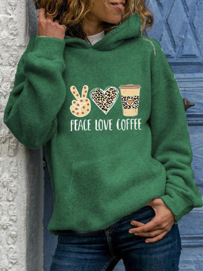 Peace Love Coffee Hooded Women's Sweatshirt