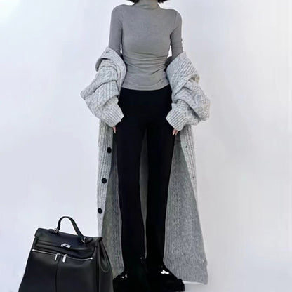 Women's Turtleneck Long Loose Knit Jacket