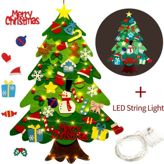 Felt Christmas Tree Set With 25 Decorations And LED String Lights