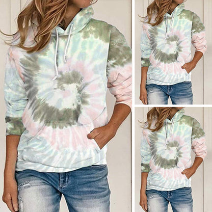 Loose Tie Dye Lace Up Hoodie Women's Sweatshirt