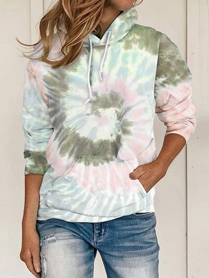 Loose Tie Dye Lace Up Hoodie Women's Sweatshirt