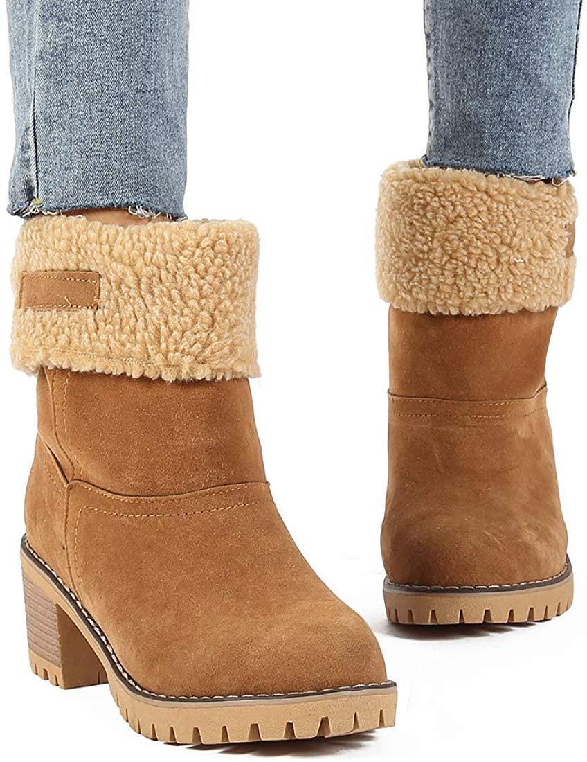 Women's Cosy Winter Boots Premium Suede Snow Chunky Ankle Boots