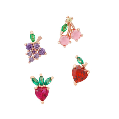 18k Gold Plated Ear Studs Fruit Basket Stud Set