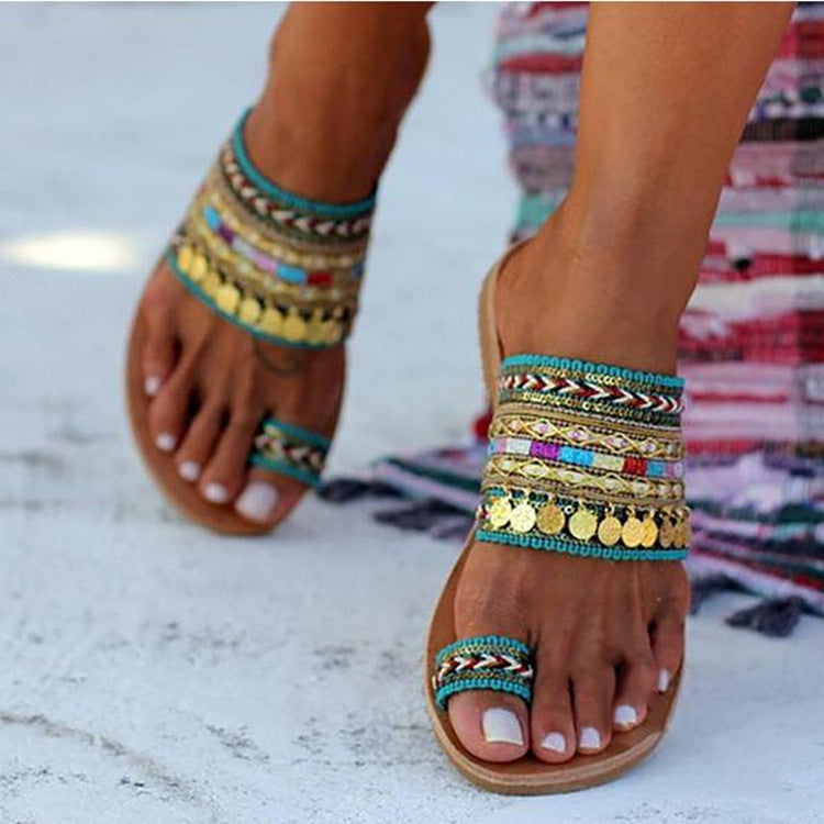 Ethnic Casual Flat Slippers For Women