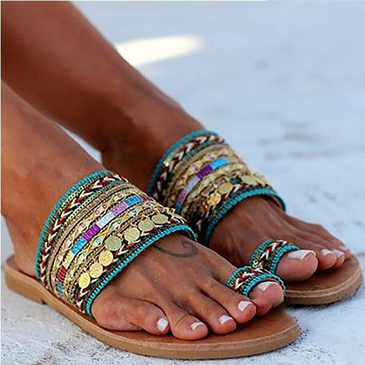 Ethnic Casual Flat Slippers For Women