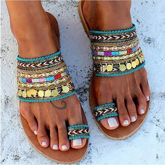 Ethnic Casual Flat Slippers For Women