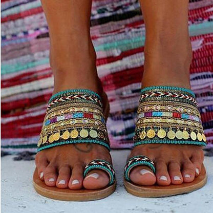 Ethnic Casual Flat Slippers For Women