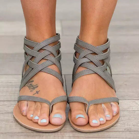 Women's Zipper Sandals Thong Flat Shoes