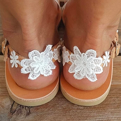 White Lace Flower Wedding Women's flip flops Sandals