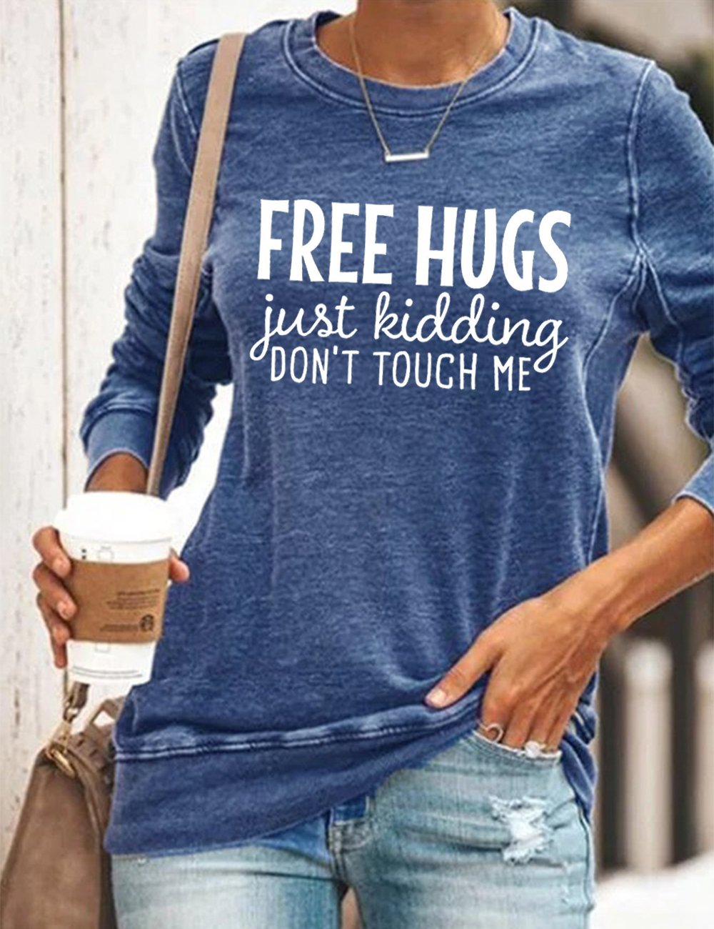 Free Hug Just Kidding Don't Touch Me Women's Hoodie Sweatshirt