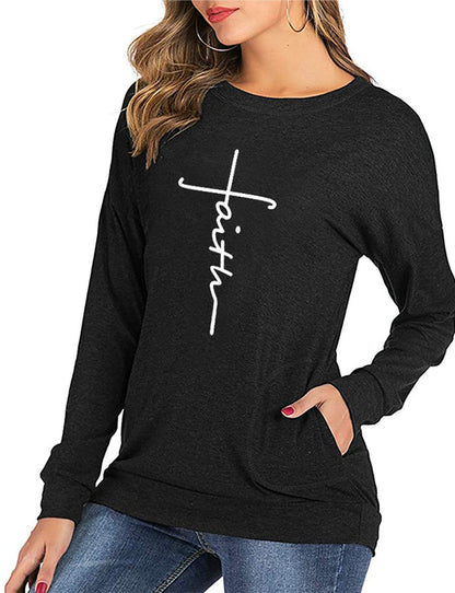 Faith Long Sleeve Round Neck Women's Long Shirt