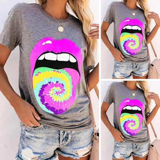 Loopy Doopy Tie Dye Tongue & Lips Women's T-Shirt