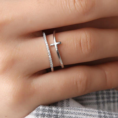 Cross Duo Ring Exquisite Ring