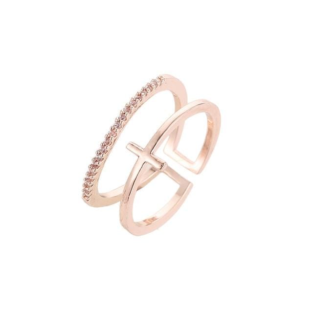 Cross Duo Ring Exquisite Ring