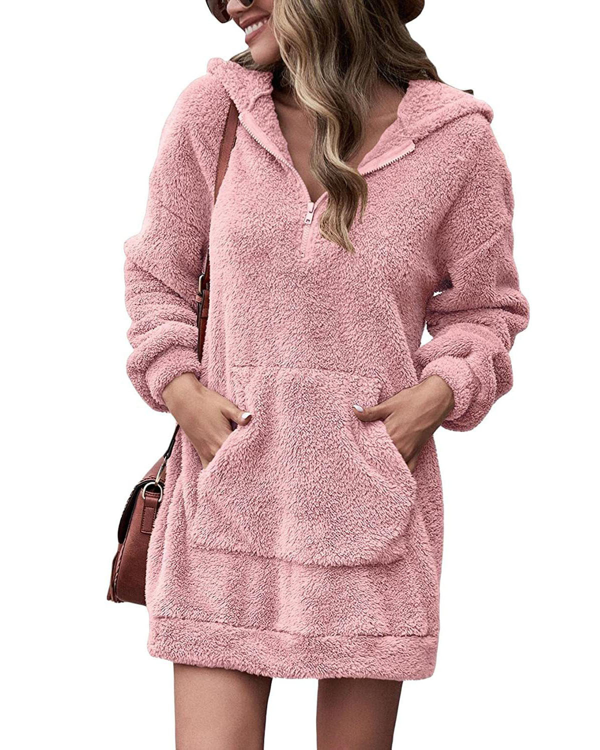 Women's Plush Hooded Sweatshirt Dress