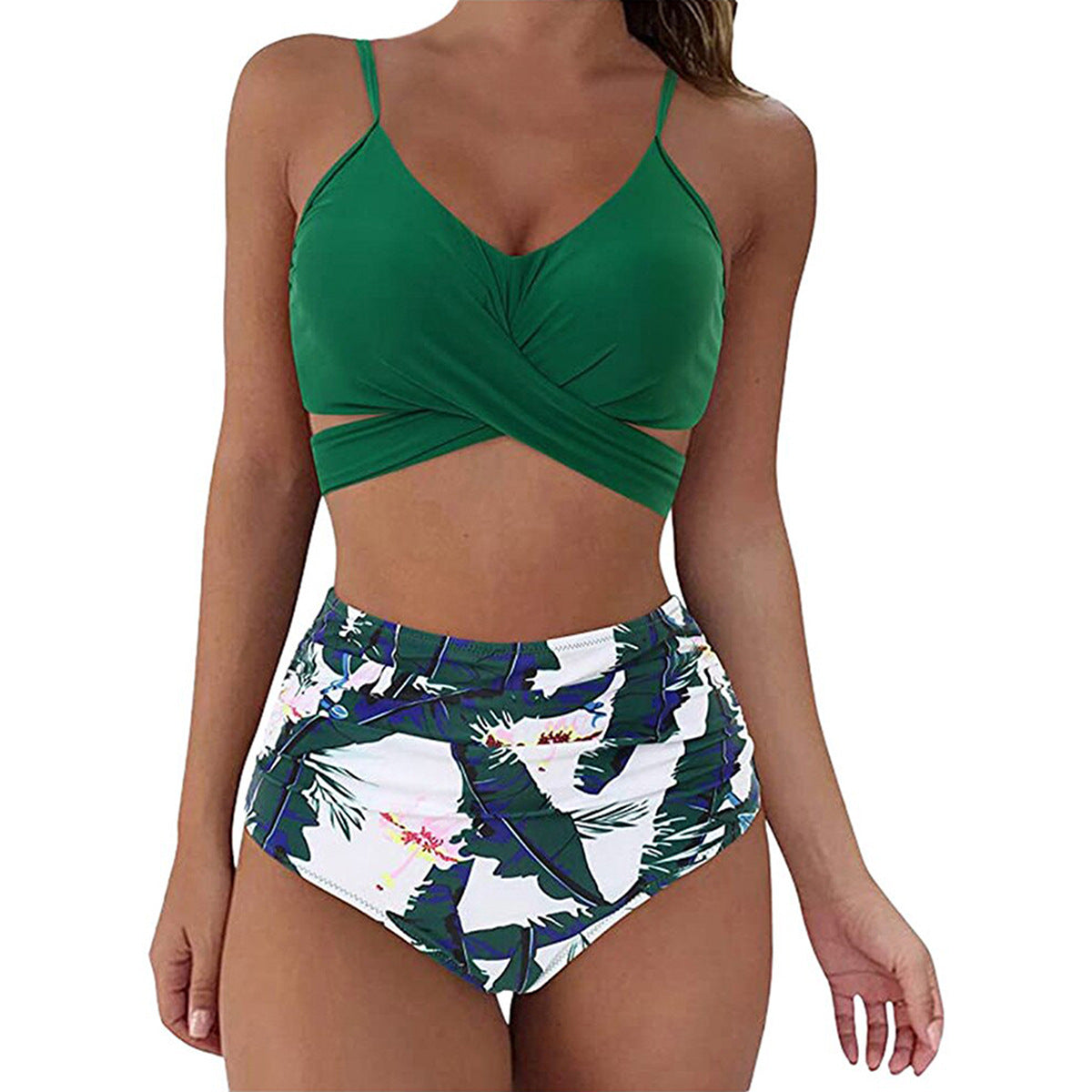 Women's High-waisted Swimsuit Split Bikini Sexy Leopard Print Swimwear
