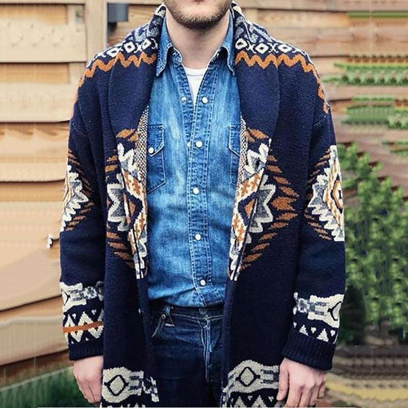 Men's Vintage Pattern Knit Cardigan Jacket