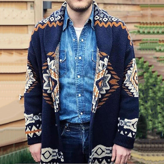 Men's Vintage Pattern Knit Cardigan Jacket