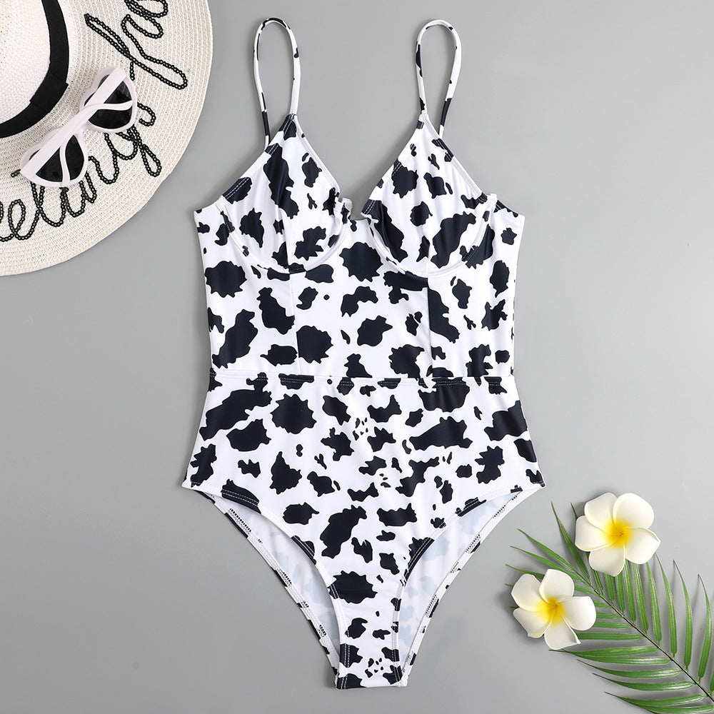 Ladies Leopard Print Swimwear One-piece Swimsuit Printing Bikini
